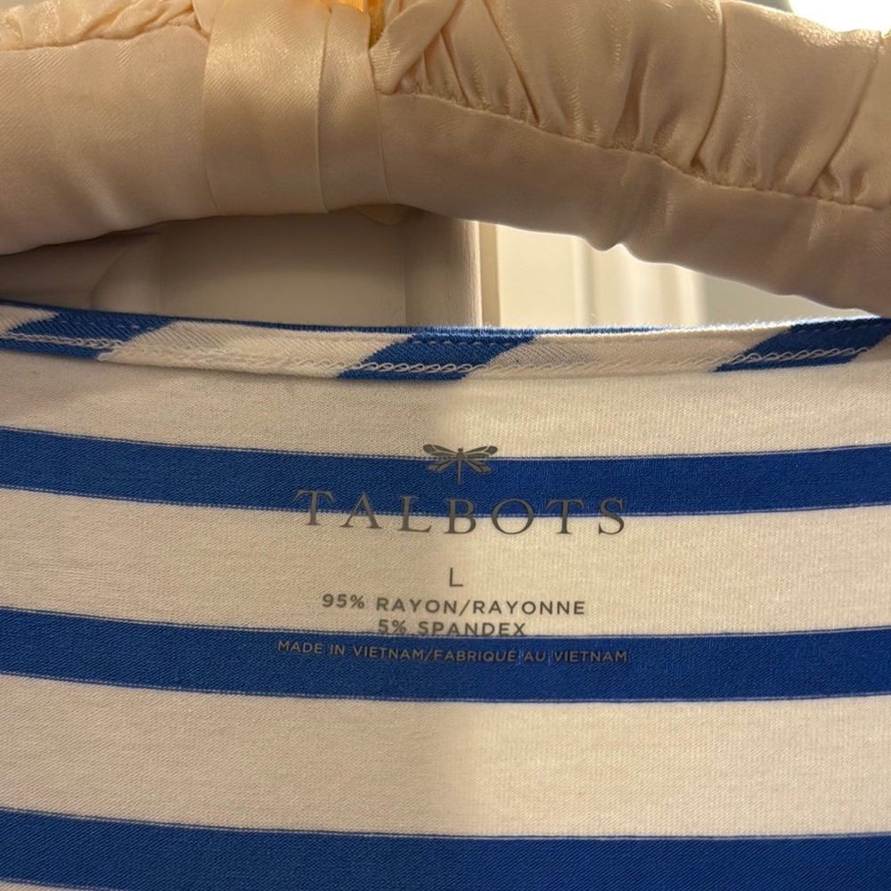 Slimming Blue and White Striped Long Sleeve Top from Talbots - Picture 3 of 6
